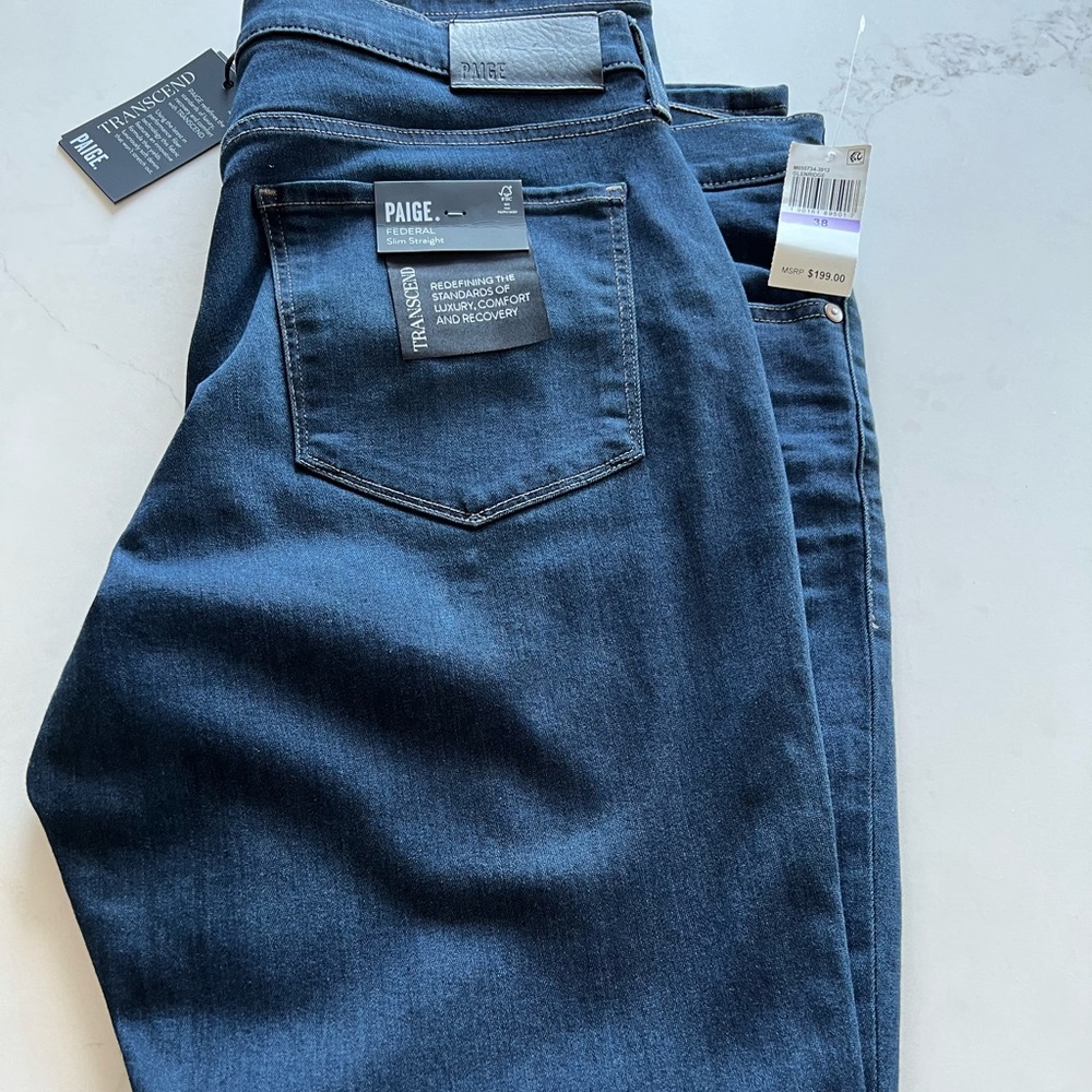 NWT Paige Federal Jeans Slim Straight size 38 X 34
